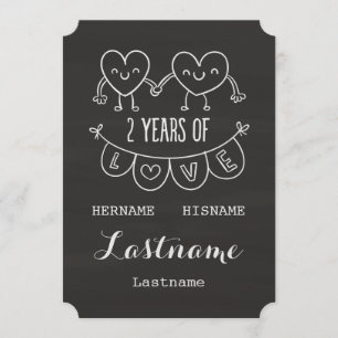 2nd Anniversary Gift For Her Chalk Personalised Card
