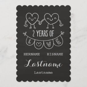 2nd Anniversary Gift For Her Chalk Personalised Card