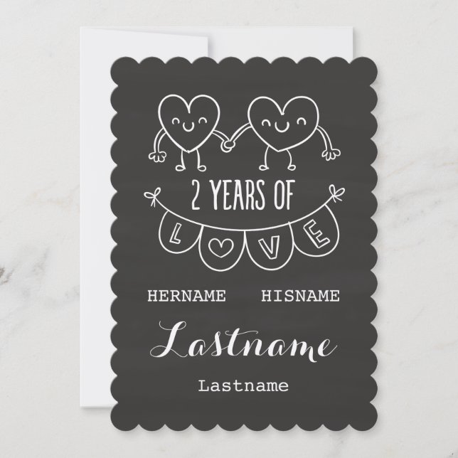 2nd Anniversary Gift For Her Chalk Personalised Card (Front)