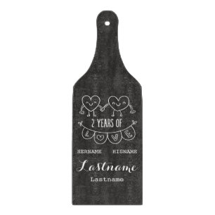 2nd Anniversary Gift For Her Chalk Personalised Cutting Board