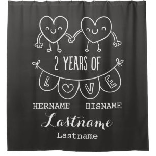 2nd Anniversary Gift For Her Chalk Personalised Shower Curtain