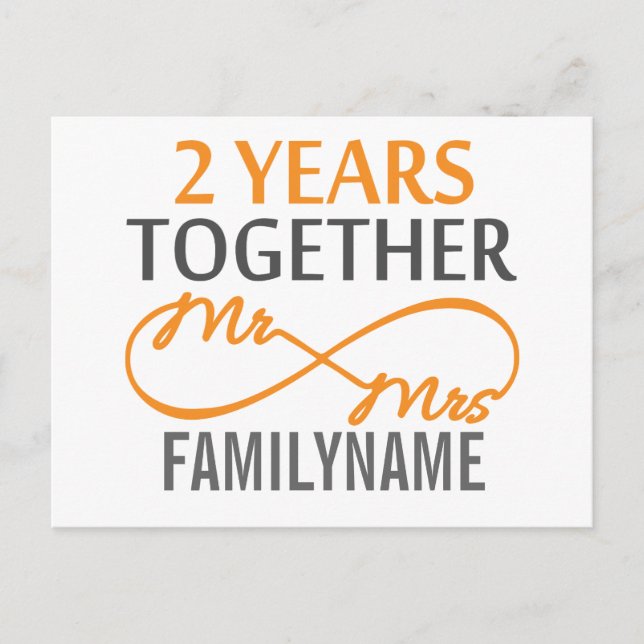 2nd Anniversary Mr. & Mrs Infinity Personalised Postcard (Front)
