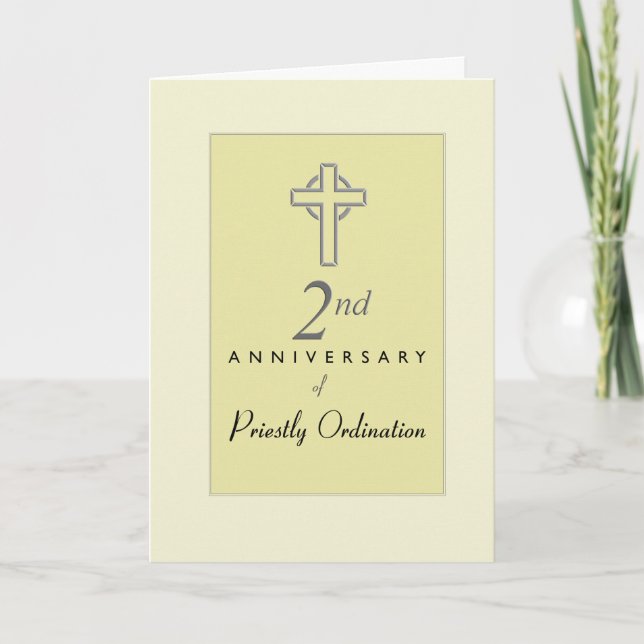 2nd Anniversary of Priest with Embossed Cross, Re Card (Front)