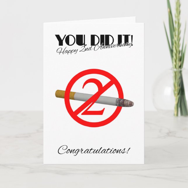 2nd Anniversary Of Quitting Smoking Greeting Card (Front)