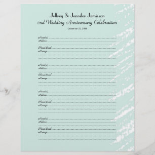 2nd Anniversary Party Guest Book Sign-In Page