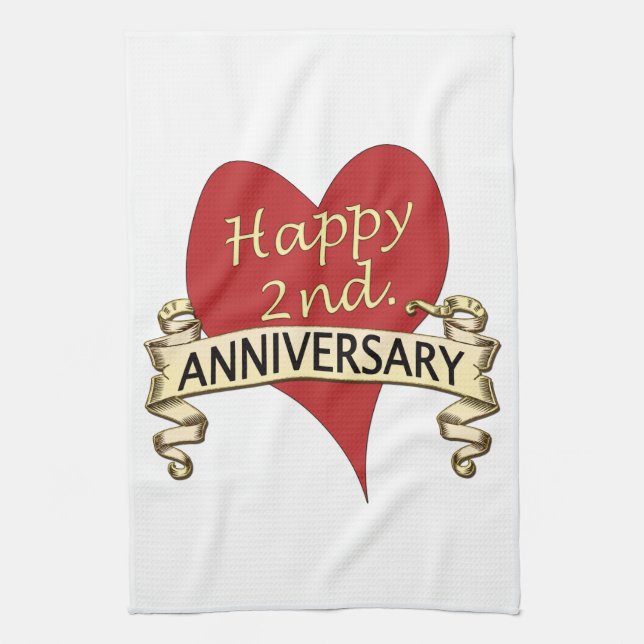 2nd. Anniversary Tea Towel (Vertical)