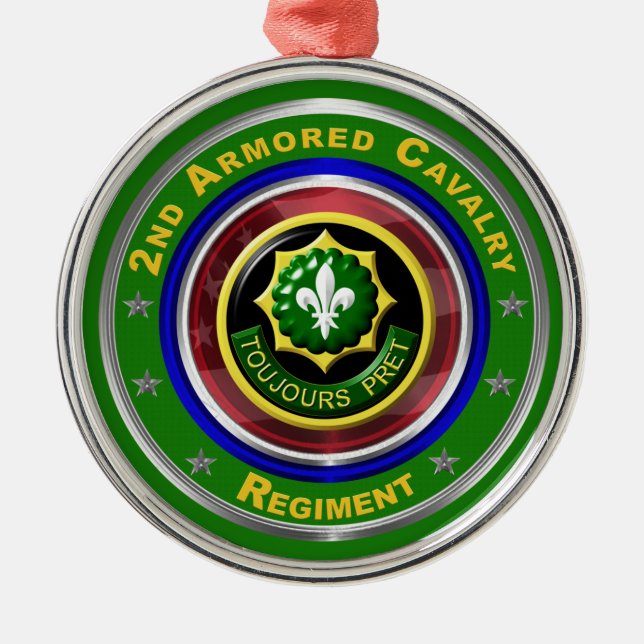 2nd Armored Cavalry Christmas Metal Tree Decoration (Front)