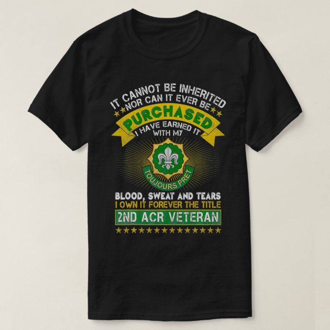 2nd Armored Cavalry Regiment 2nd ACR Veteran  T-Shirt (Design Front)