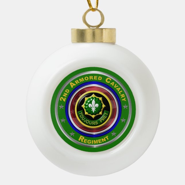 2nd Armoured Cavalry Christmas Ceramic Ball Christmas Ornament (Front)