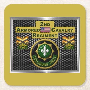 2nd Armoured Cavalry Regiment “Always Ready” Square Paper Coaster