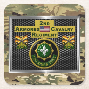 2nd Armoured Cavalry Regiment “Always Ready” Square Paper Coaster