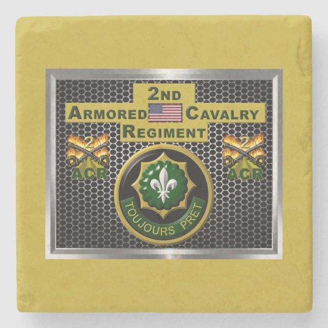 2nd Armoured Cavalry Regiment “Always Ready” Stone Coaster (Front)