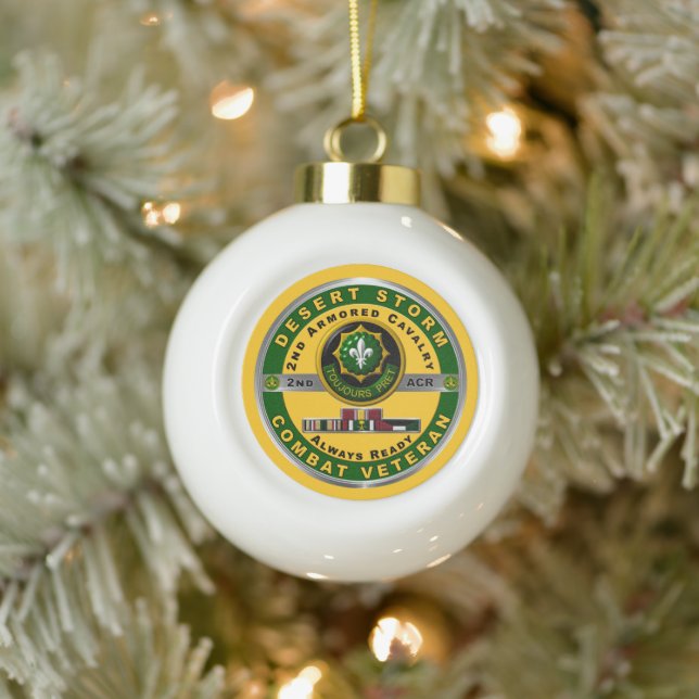 2nd Armoured Cavalry Regiment Desert Storm Veteran Ceramic Ball Christmas Ornament (Tree)