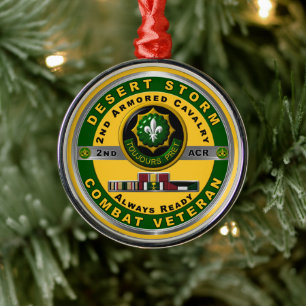 2nd Armoured Cavalry Regiment Desert Storm Veteran Metal Tree Decoration