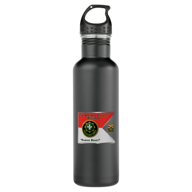 2nd Armoured Cavalry Regiment Guidon 710 Ml Water Bottle (Front)