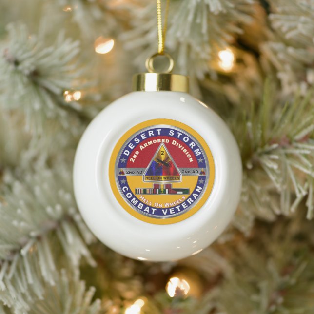 2nd Armoured Division Desert Storm Veteran  Ceramic Ball Christmas Ornament (Tree)