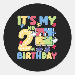 2nd Autism Birthday Party 2 Years Old Autistic Gir Classic Round Sticker
