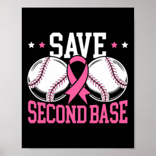 2nd Base Baseball Player Breast Cancer Awareness 1 Poster