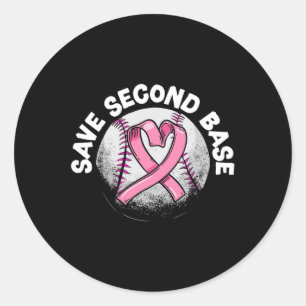 2nd Base Baseball Player Breast Cancer Awareness Classic Round Sticker