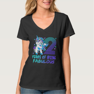 2nd Birthday 2 Year Old Girl Flossing Princess Uni T-Shirt