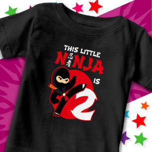 2nd Birthday 2 Year Old Kids Party Little Ninja 2 Baby T-Shirt