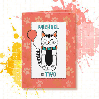 2nd Birthday Adorable Cat Cartoon Funny Saying  Card