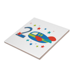 2nd Birthday Aeroplane Tile