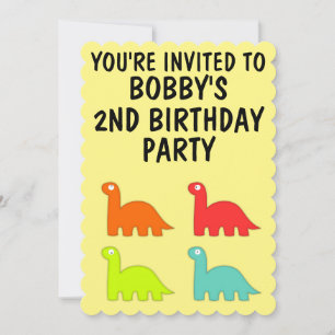 2ND BIRTHDAY AGE TWO INVITATIONST-REX DINO  INVITATION