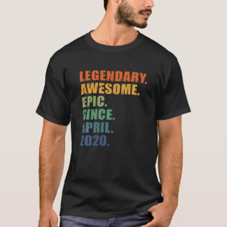 2Nd Birthday, April 2020, Boys Girls, 2 Year Anniv T-Shirt
