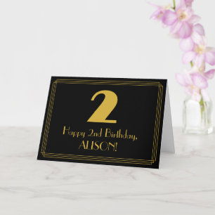 2nd Birthday: Art Deco Inspired Look "2" & Name Card