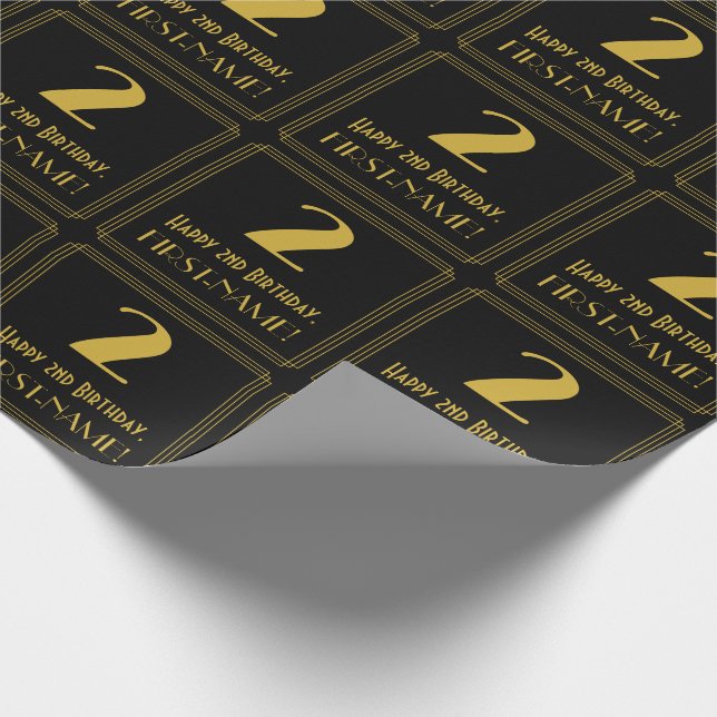 2nd Birthday ~ Art Deco Inspired Look "2", Name Wrapping Paper (Corner)