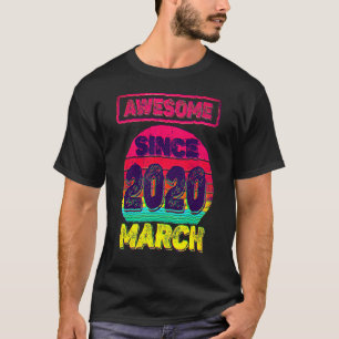 2nd Birthday Awesome Since March 2020 2yrs Old Tod T-Shirt