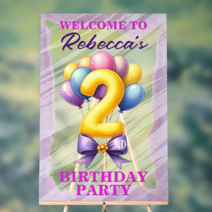 2nd Birthday Balloon Theme Acrylic Sign