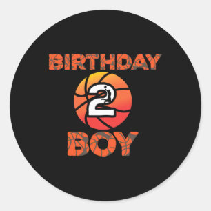 2nd Birthday Basketball Party 2 Years Old Bday Cel Classic Round Sticker