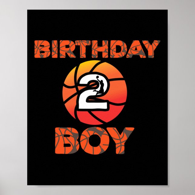2nd Birthday Basketball Party 2 Years Old Bday Cel Poster (Front)