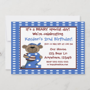 2nd Birthday Bear Boys Invitation