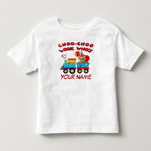 2nd birthday bear train personalised t-shirt (Front)