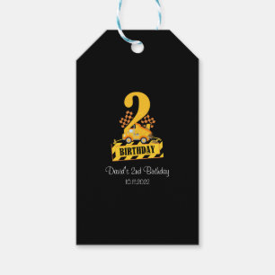 2nd Birthday Black and Yellow Construction Truck  Gift Tags