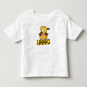 2nd Birthday Black and Yellow Construction Truck  Toddler T-Shirt