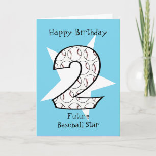 2nd Birthday Blue Baseball Star Card
