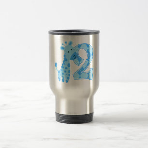 2nd Birthday Blue Giraffe Travel Mug