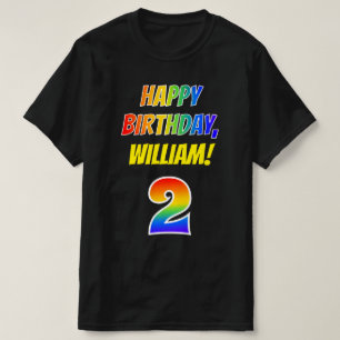 2nd Birthday — Bold, Fun, Rainbow 2, Custom Name T-Shirt