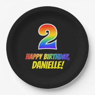2nd Birthday: Bold, Fun, Simple, Rainbow 2 Paper Plate