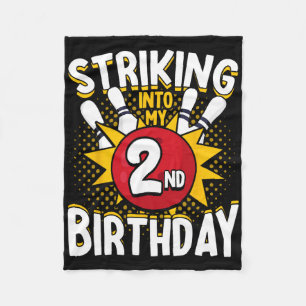 2nd Birthday Bowling Theme Striking Into Birthday  Fleece Blanket
