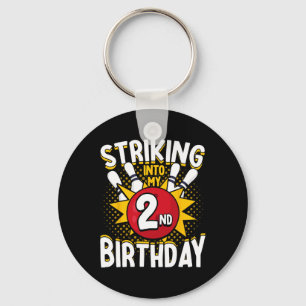 2nd Birthday Bowling Theme Striking Into Birthday Key Ring