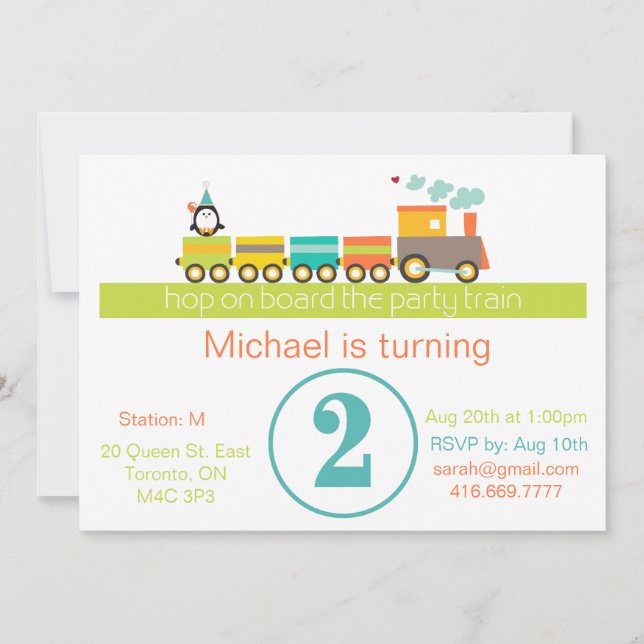 2nd Birthday Boy Train Invitation (Front)