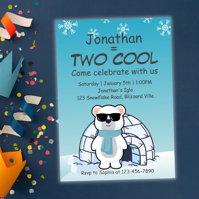 2nd Birthday Boy Two Cool Polar Bear Iglo   Invitation (Creator Uploaded)