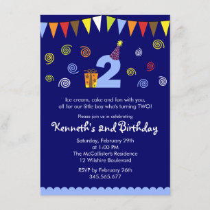 2nd Birthday Boy's Cute Party Invitation
