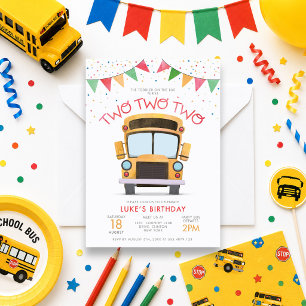 2nd Birthday Bus Party Invitation
