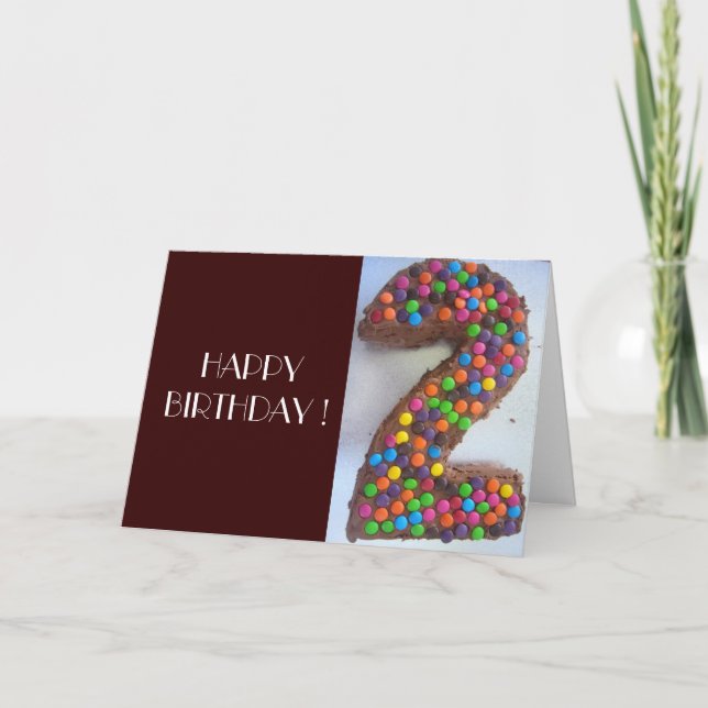 2nd birthday cake brown card (Front)